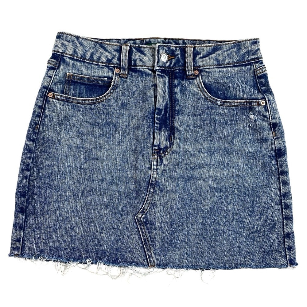 Wild Fable Women’s Dark Wash Raw Hem Denim Mini Skirt Sz Small